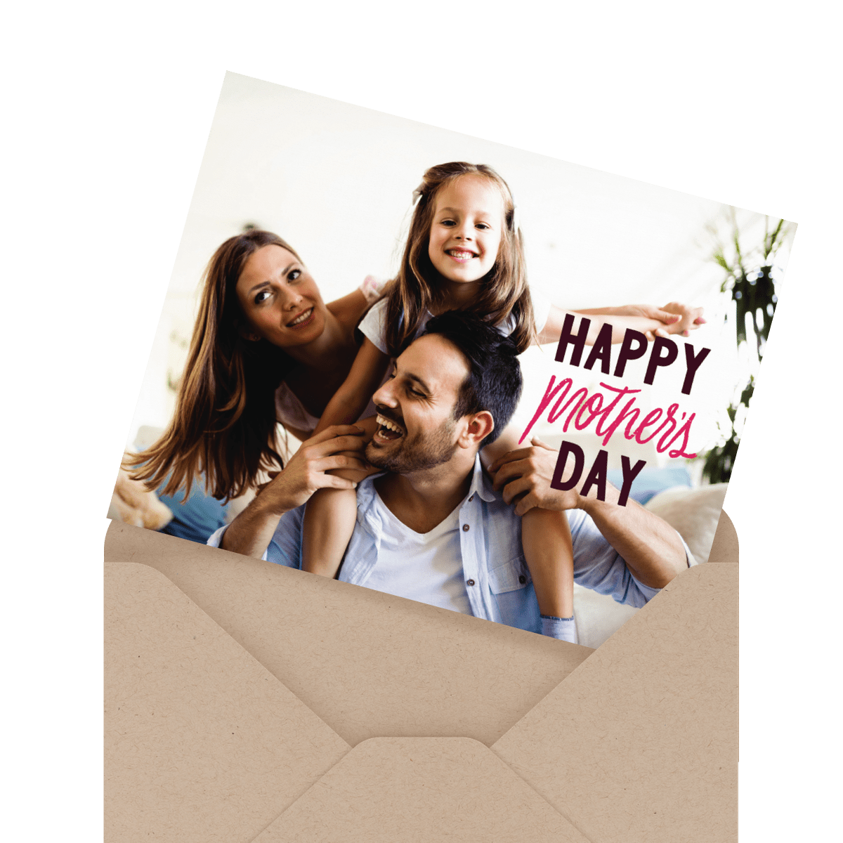 modern photo mother's day card in envelope