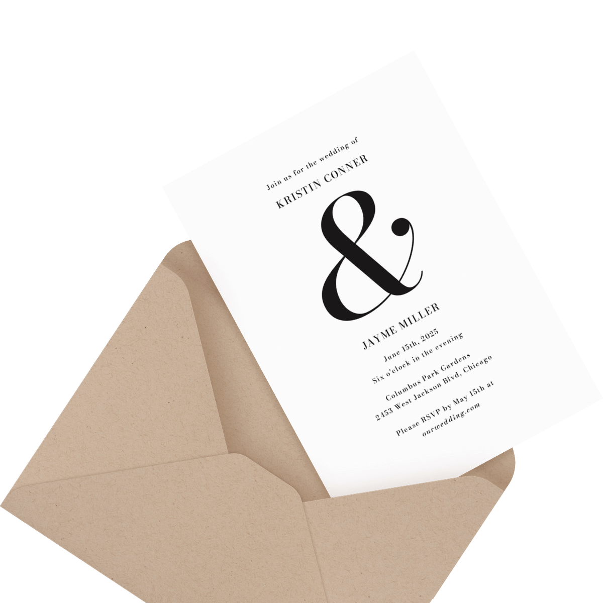 floral custom wedding invite in envelope