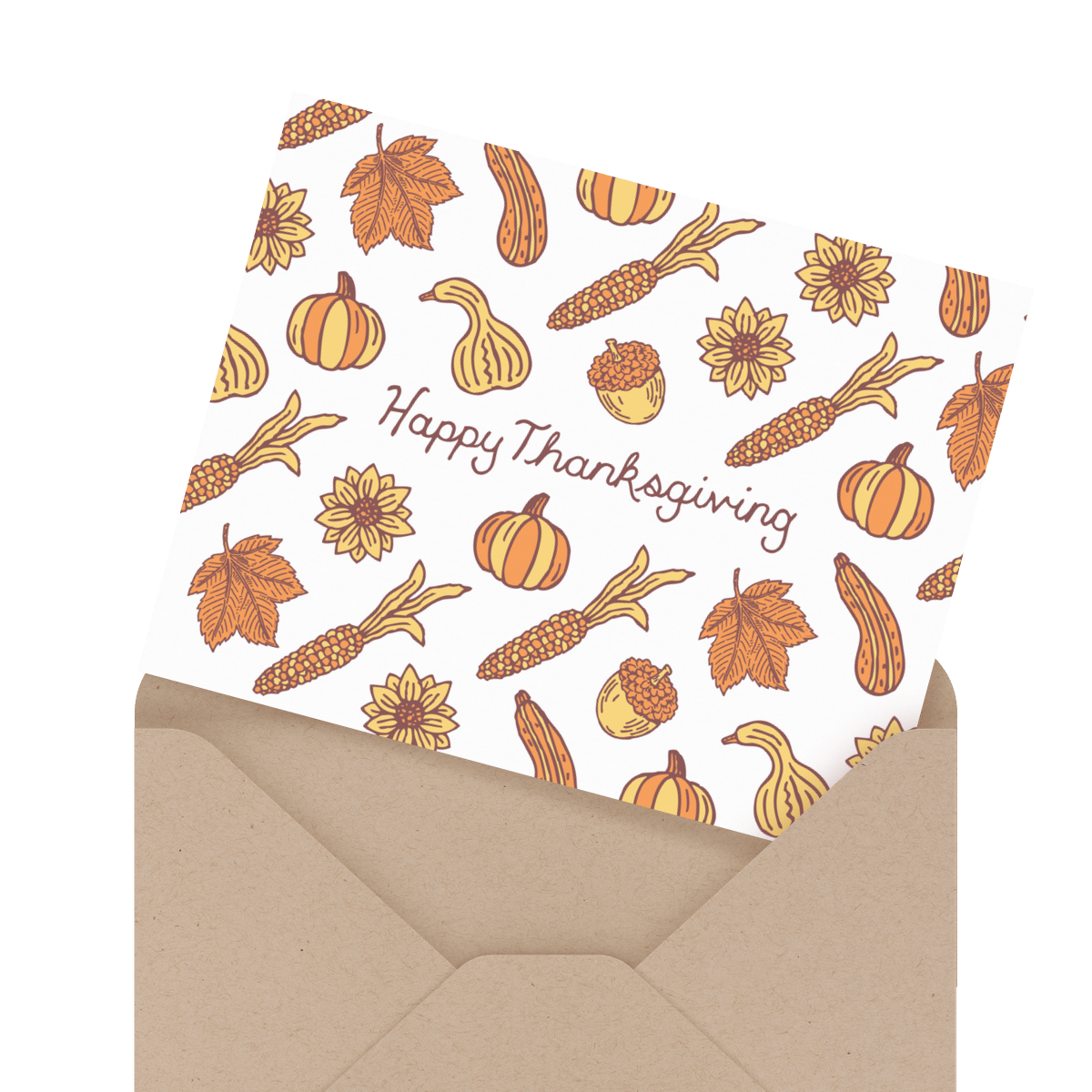 painted turkeys happy thanksgiving card in envelope