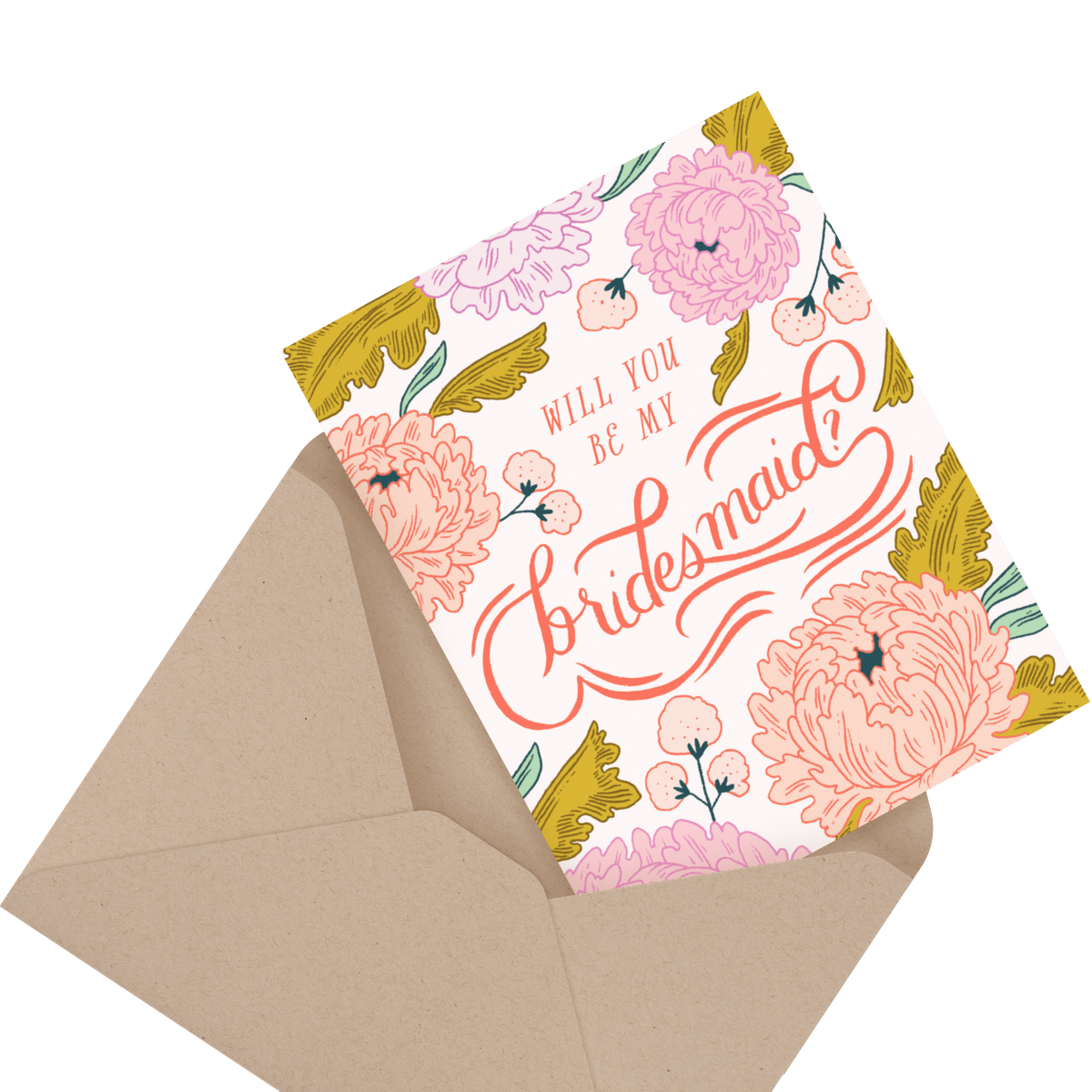 floral best bridesmaid greeting card