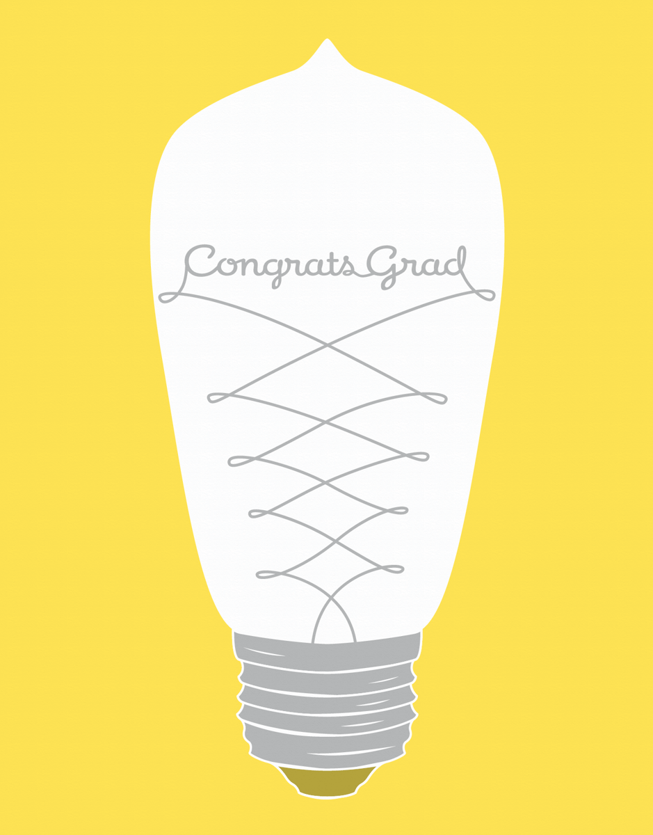 Light Bulb Script Graduation Congrats Card