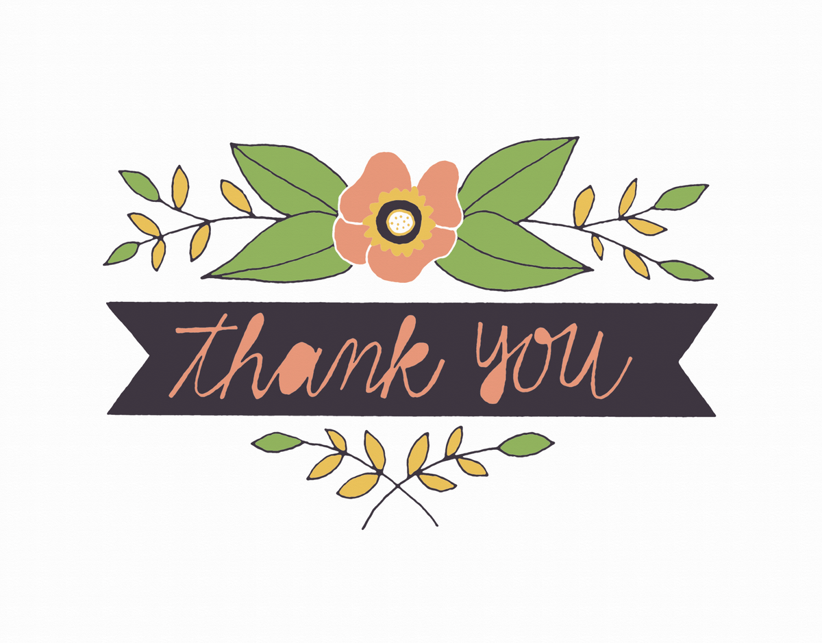 Clean Floral Thank You Card