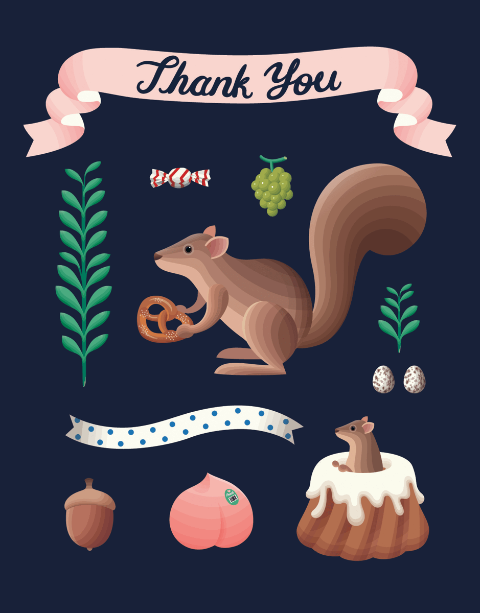 Charming Squirrel Thank You Card
