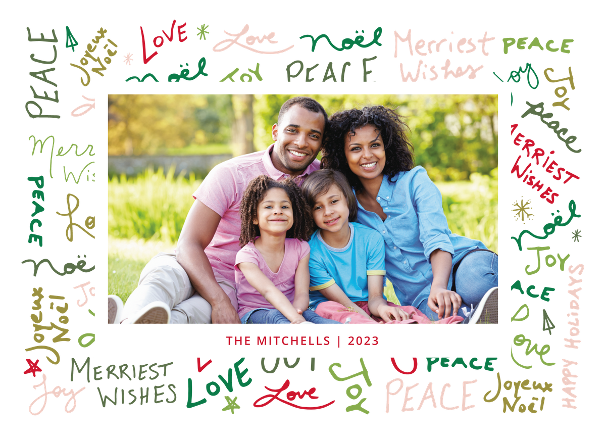 peace love joy graffitti holiday photo card