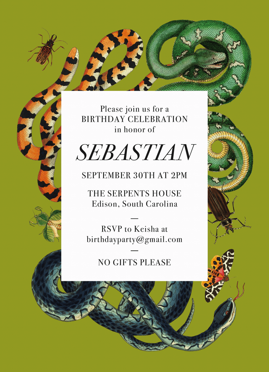Snake Party Invite
