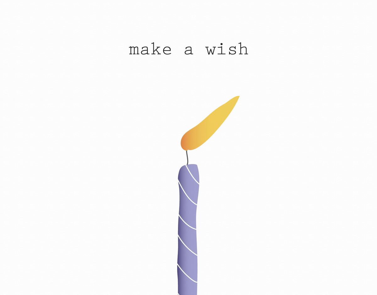 Make A Wish Purple Candle birthday card