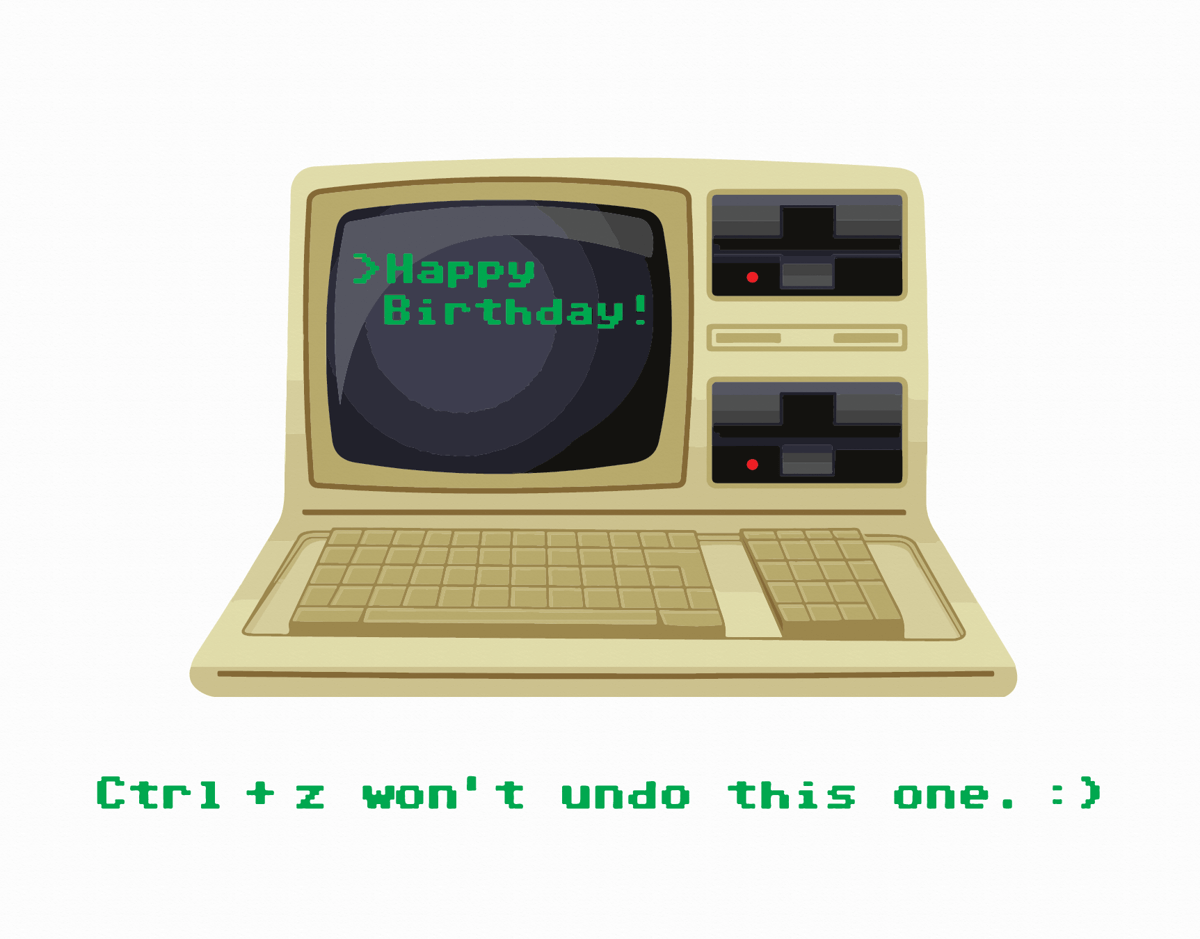 Old School Computer Birthday Card