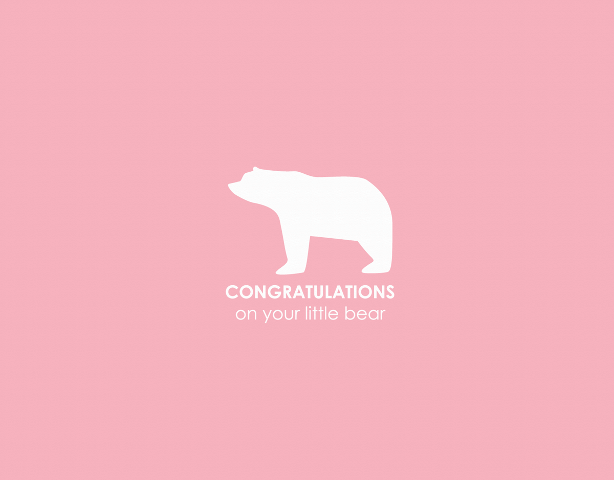Simple Pink Little Bear Congratulations on Baby Card