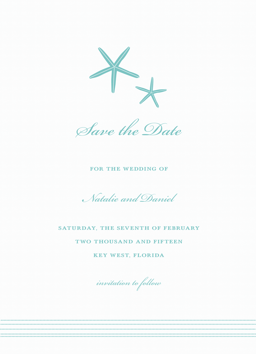 Turquoise Starfish Save the Date