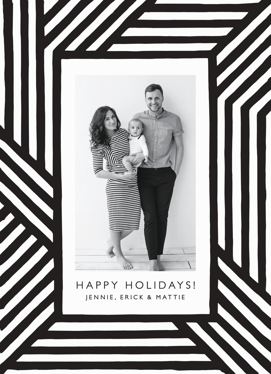 modern bold black and white holiday card