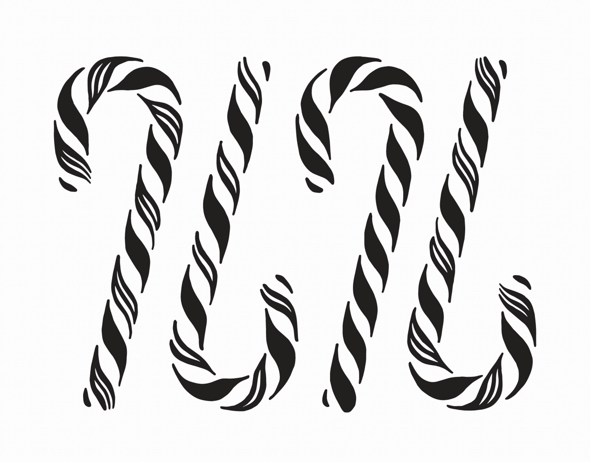 modern black and white candy canes greeting card