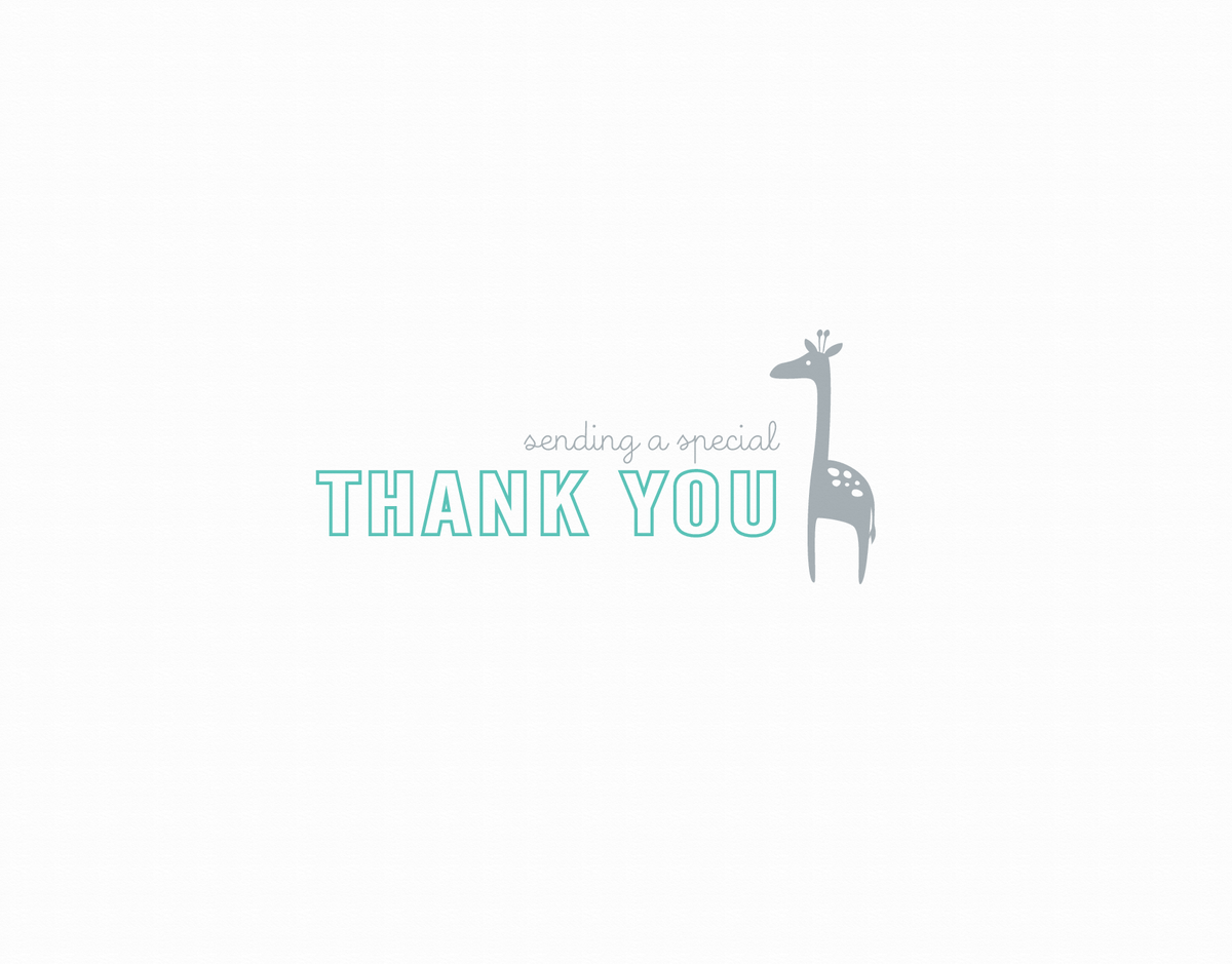 Small Thank You Giraffe Aqua