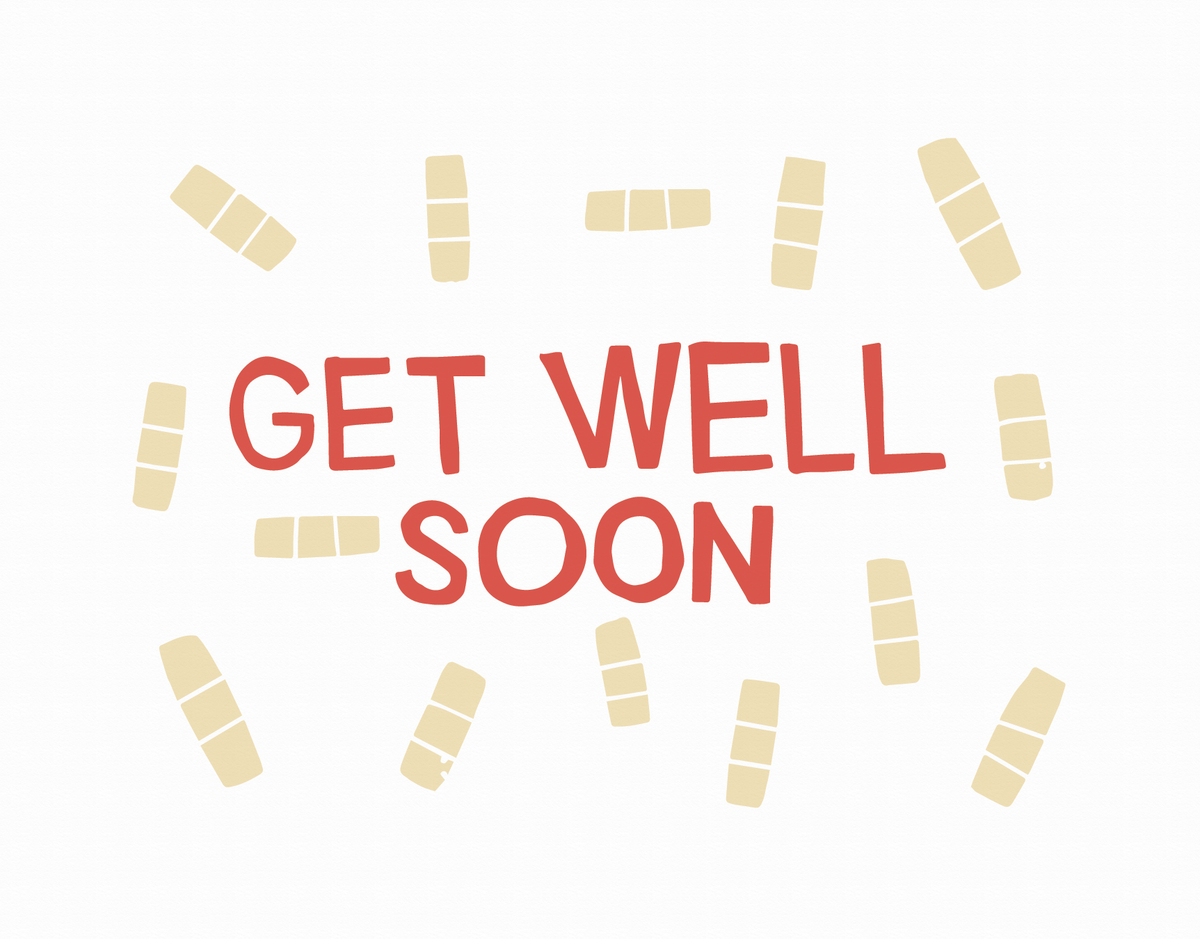 Vintage Band Aids Illustration Get Well Soon Card