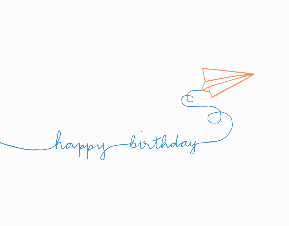 Cute Paper Airplane Birthday Card