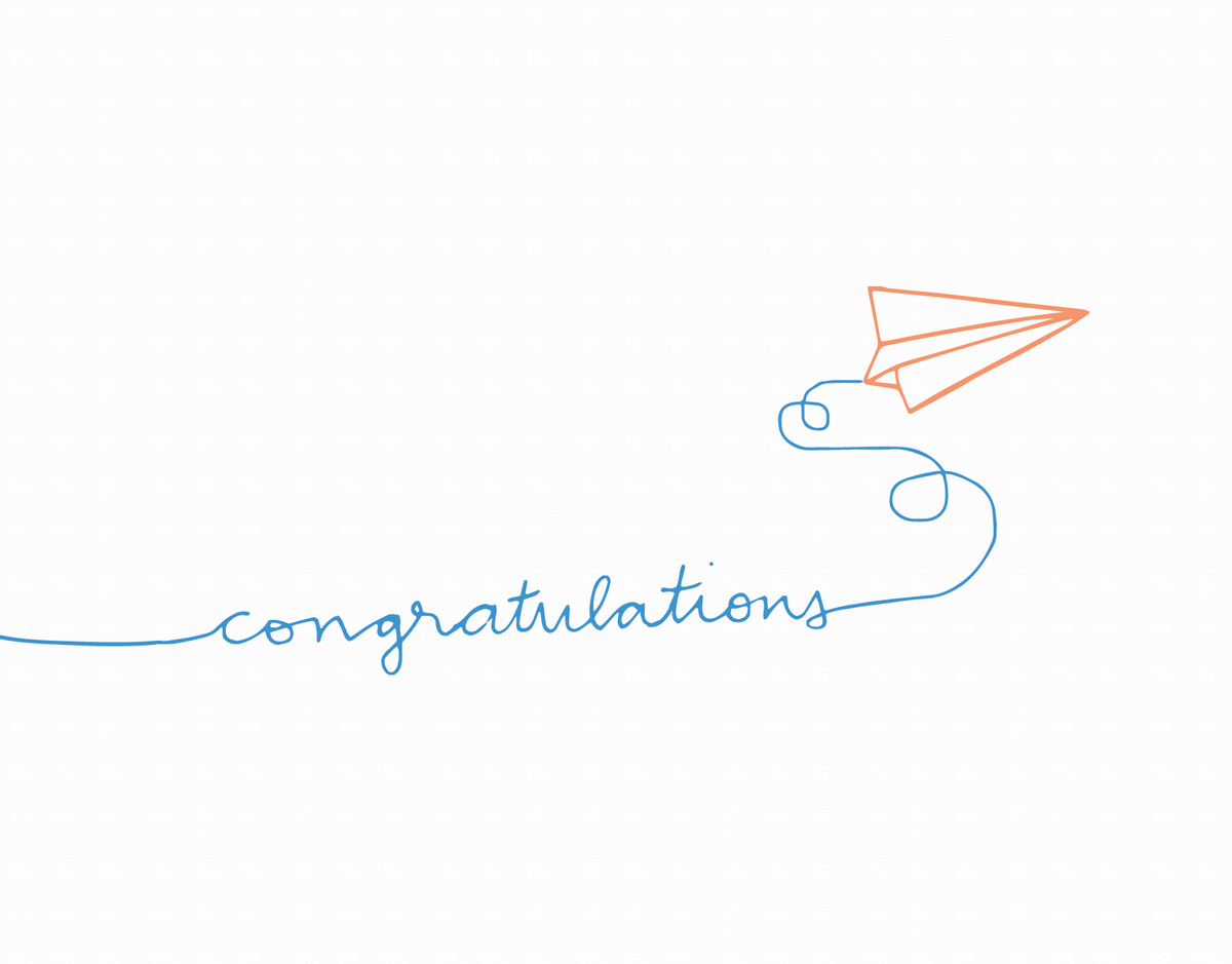 Hand Drawn Paper AirPlane Congrats Card