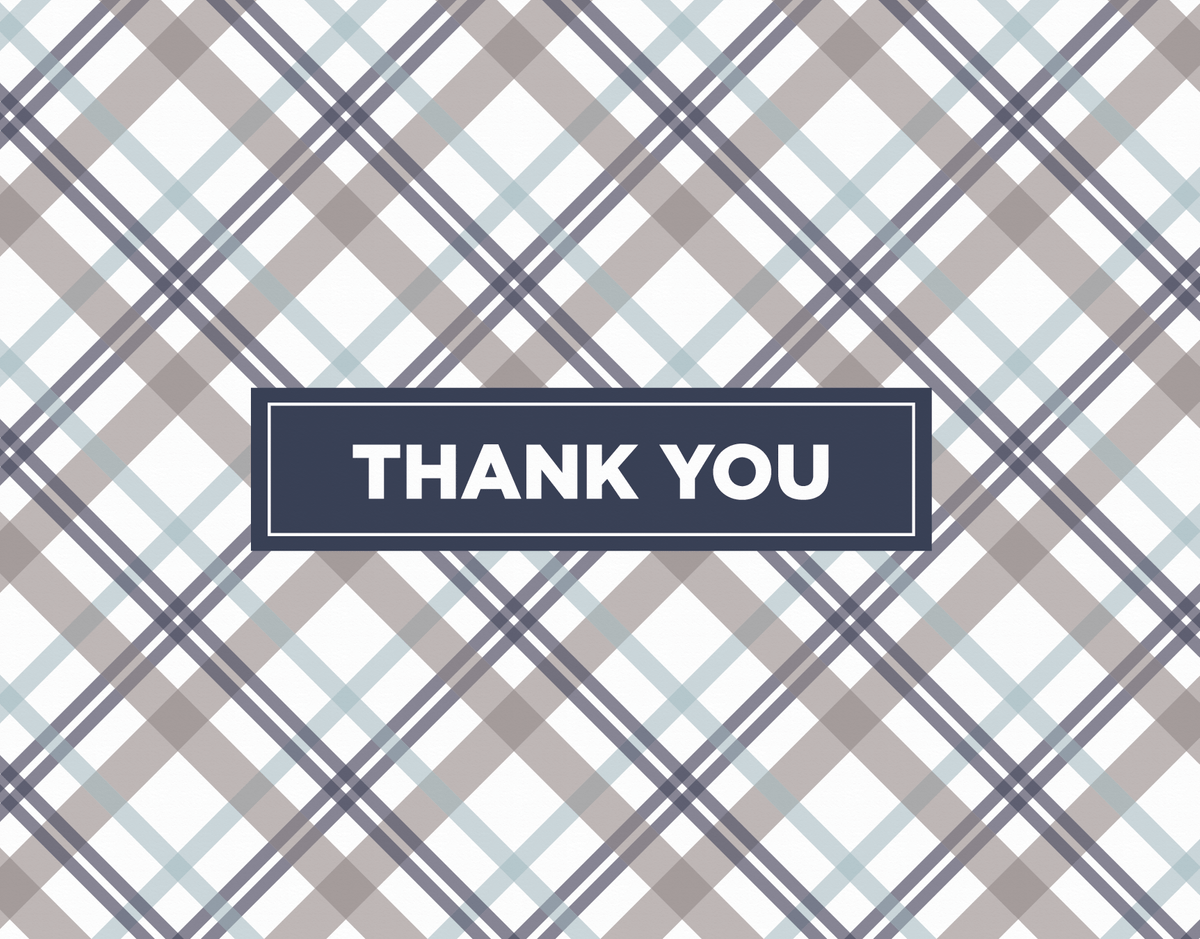 Grey Plaid Thank You Note