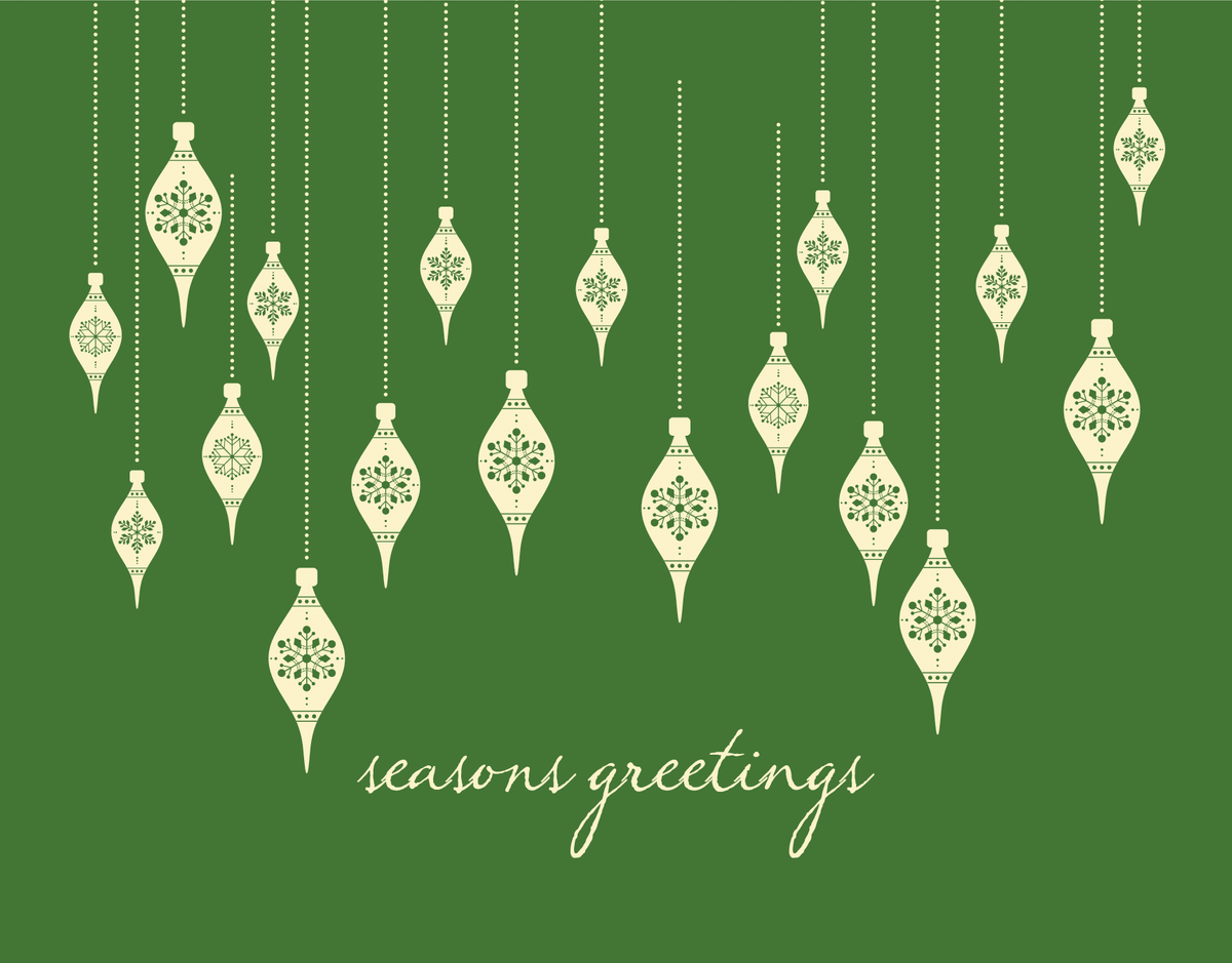 Elegant Green Ornaments Illustration Seasons Greetings