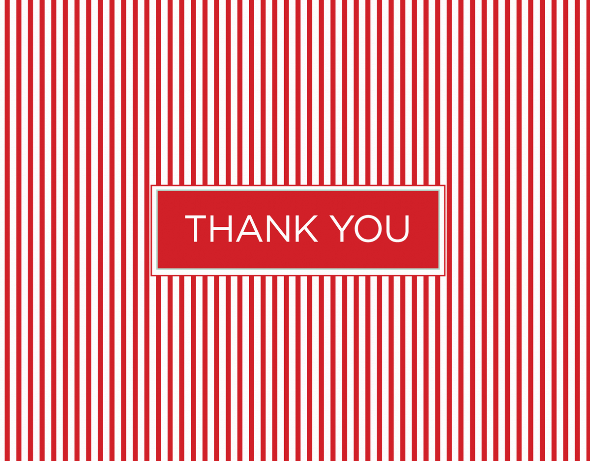 Traditional Red Pinstripe Thank You Stationery