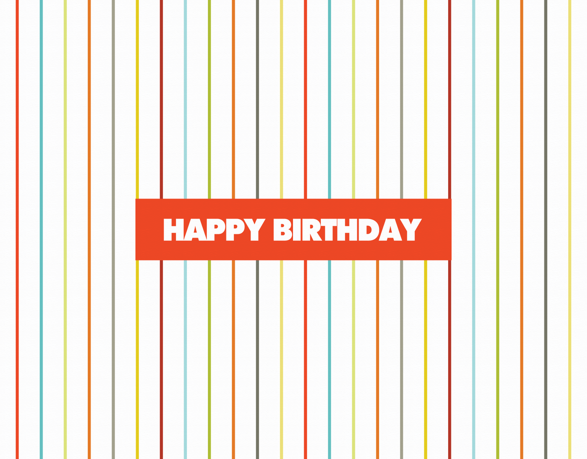 Cheerful Bright Pinstripe Birthday Card