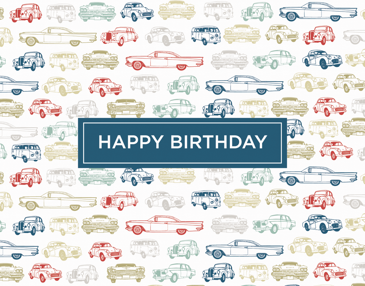 Retro Cars Birthday Card