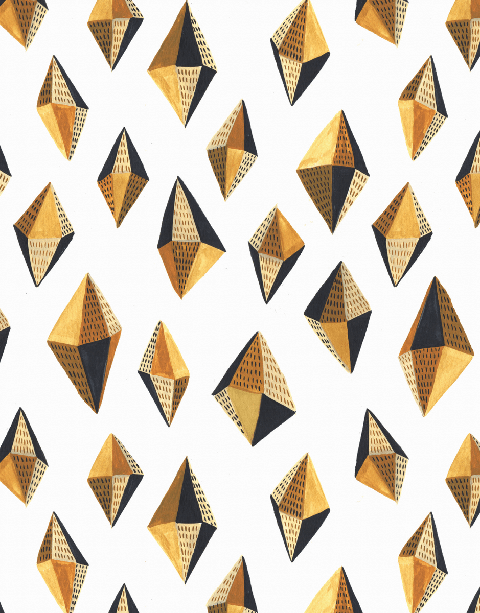 Geometric gold Gems Art Card