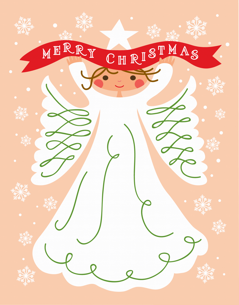 Pretty Angel Merry Christmas Card