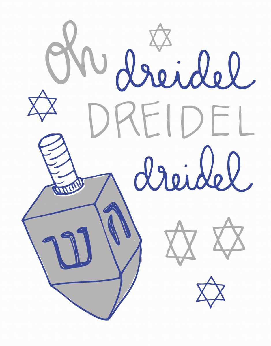Handwritten Dreidel Hanukkah Card