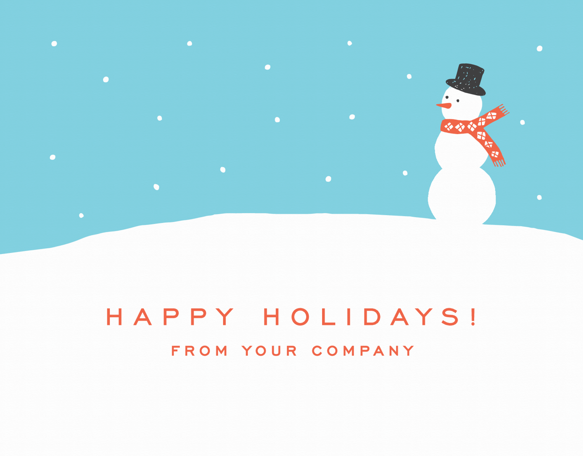 corporate holiday card with snowman