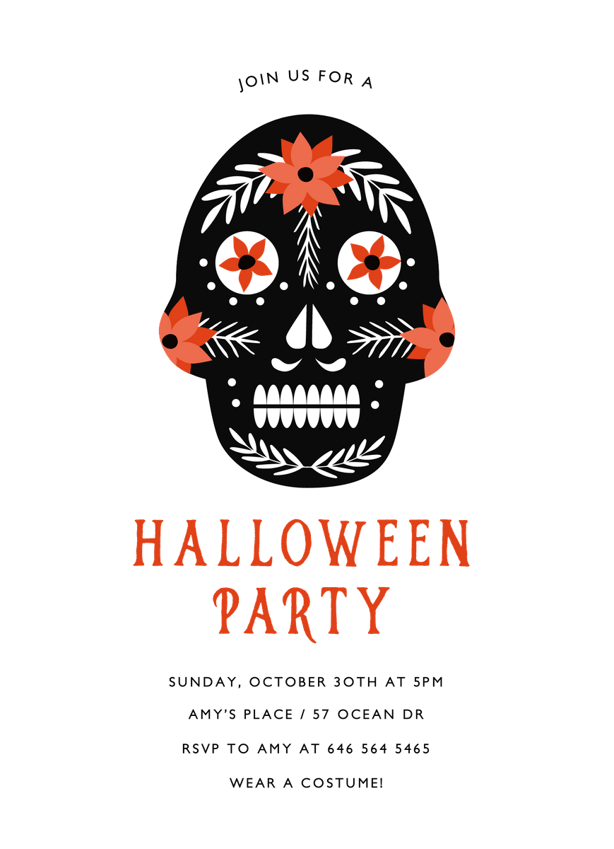 Day Of The Dead Halloween Party Invite