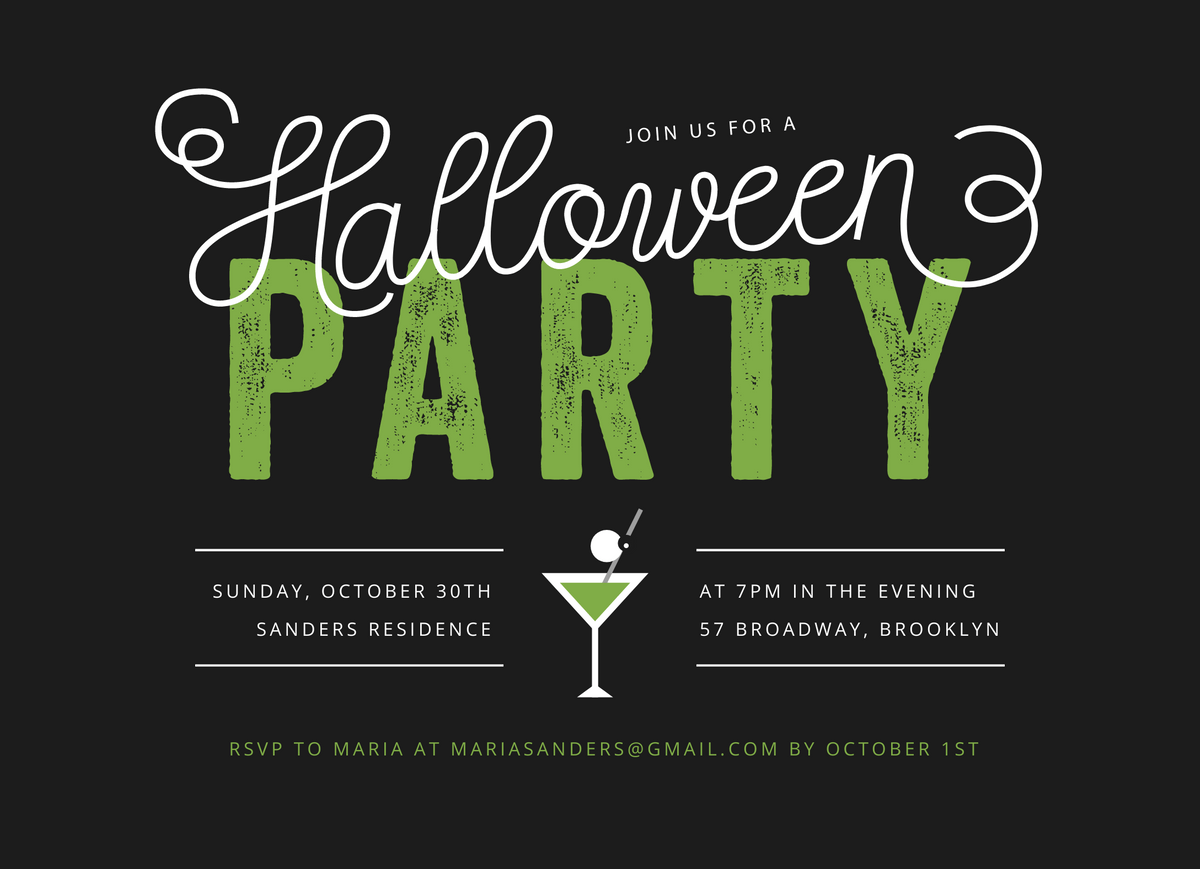 Monster Cocktail Halloween Party Invite