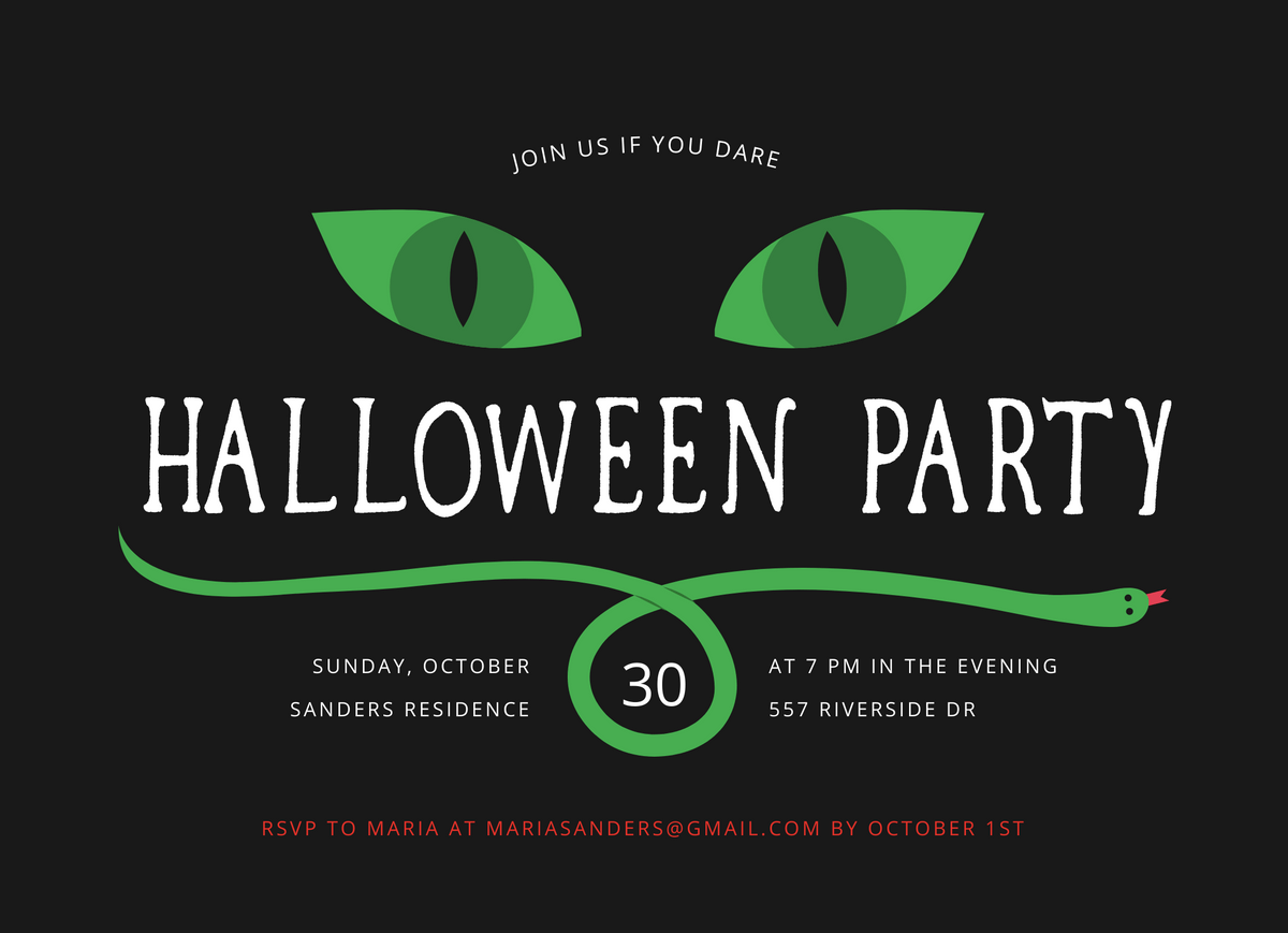 Spooky Snake Halloween Party Invite