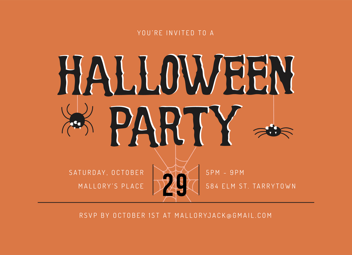 Spider Halloween Party Invite