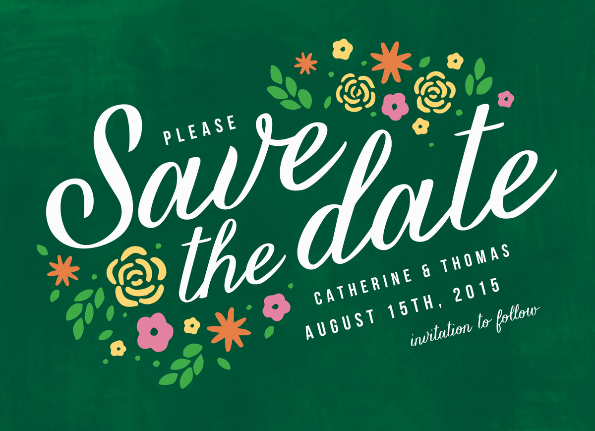 Green Floral Save The Date