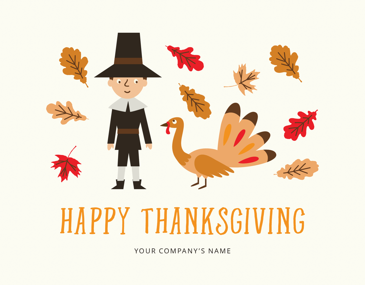 illustrated business thanksgiving card