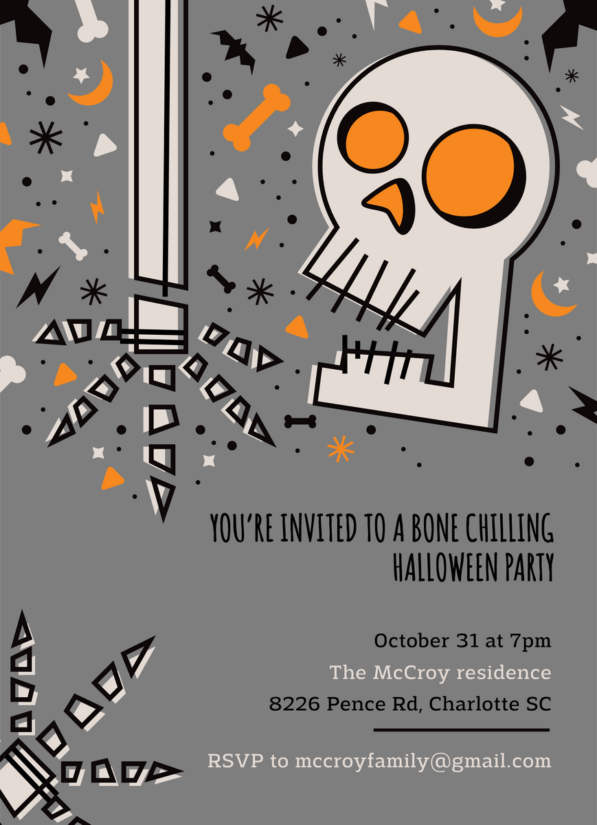Skeleton Halloween Party Invitation