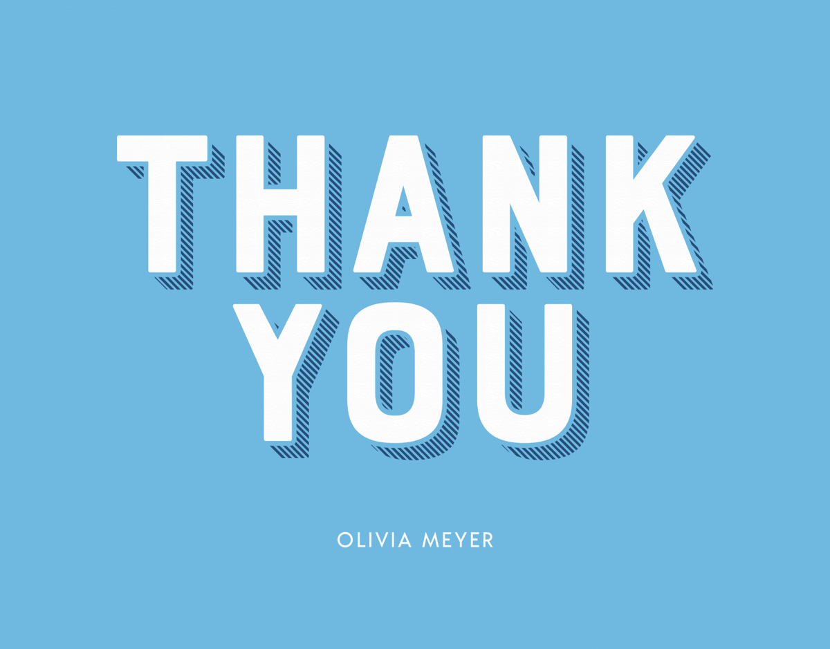 Bold Lettering Thank You Dark Blue