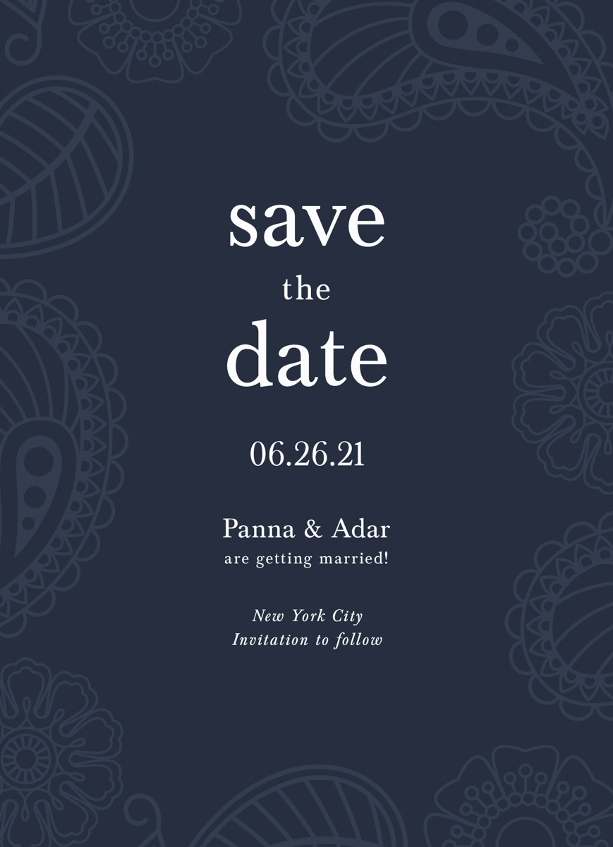 Blue Paisley Save The Date