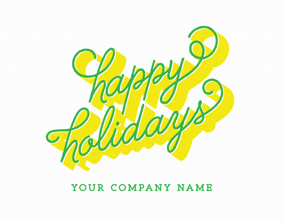 retro yellow and green business holiday card