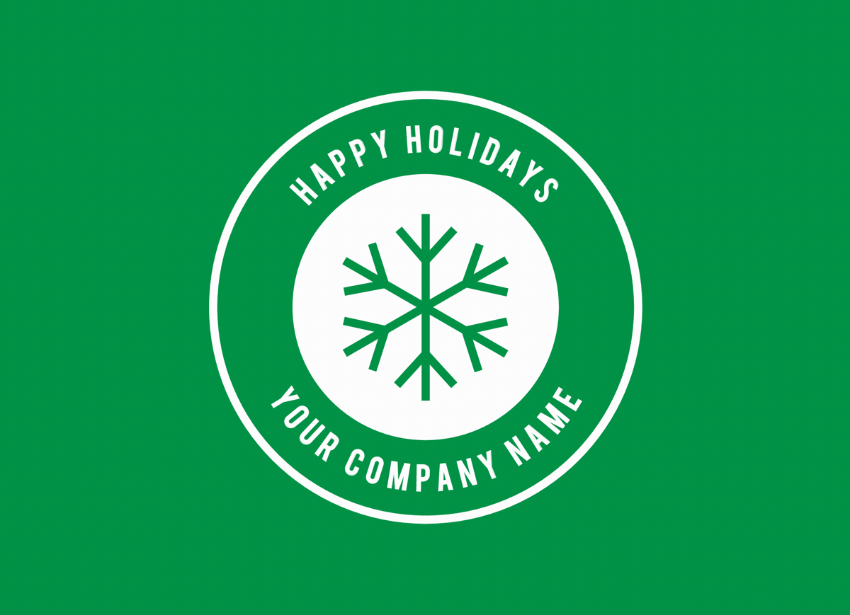 Green Snowflake Business Holiday Card