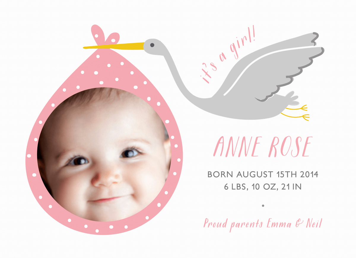 It's a Girl Stork Birth Announcement