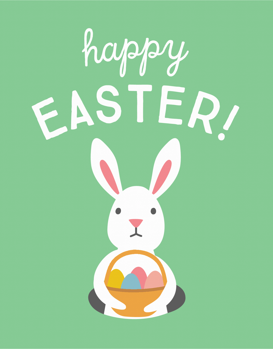 Rabbit with Basket Easter Card