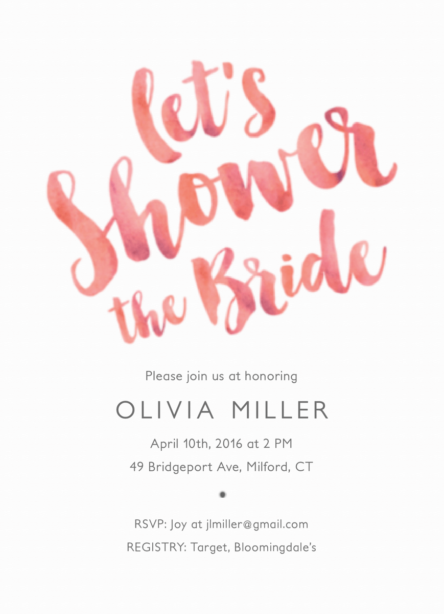 Pink Brush Bridal Shower Invite