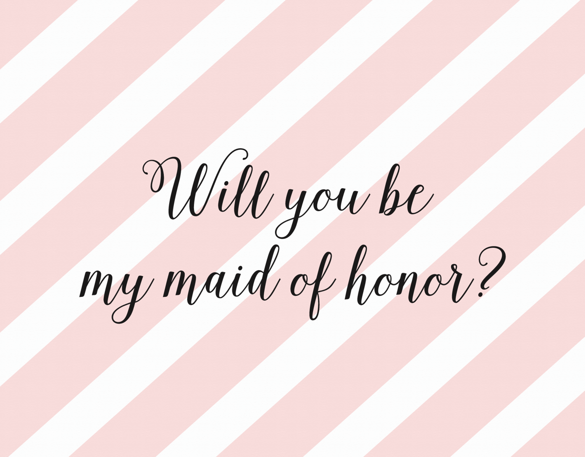 Pink Striped Will You be My Maid of Honor Card