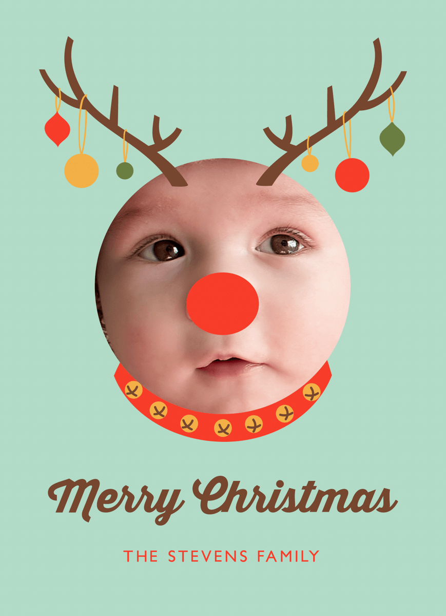 Baby Reindeer Custom Photo Christmas Card