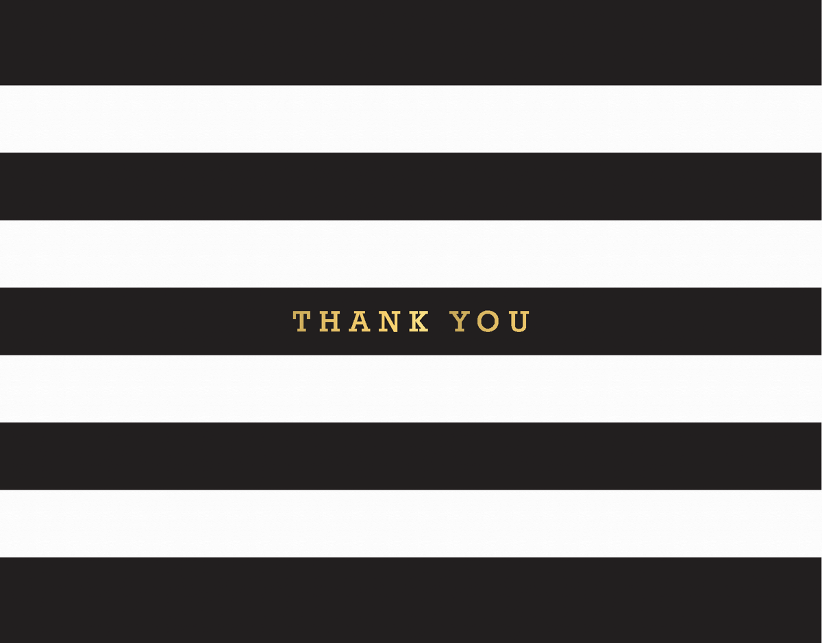 Traditional Gold Stripe Thank you greeting card