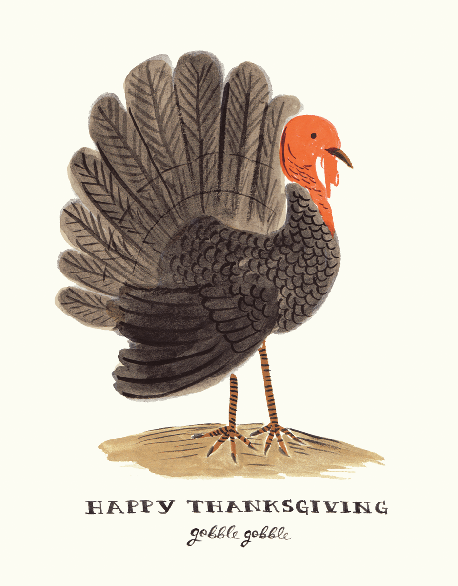 Hand Painted Turkey Happy Thanksgiving Card