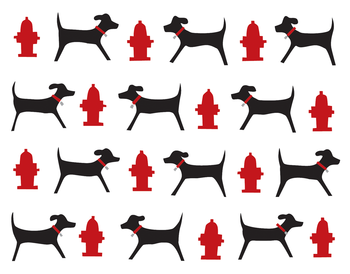 Dog and Hydrant Patterned Stationery