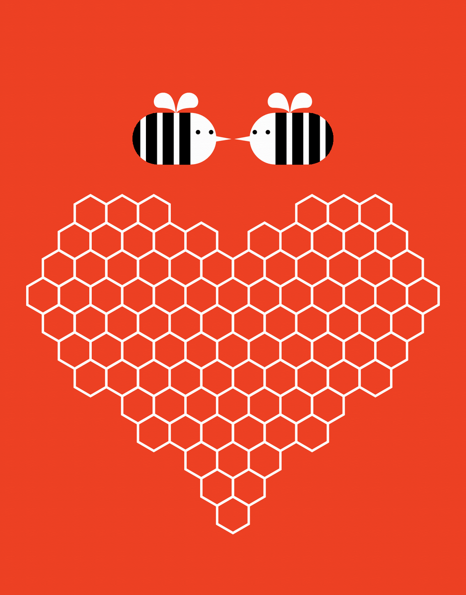 Bumblebee Honeycomb Heart Card