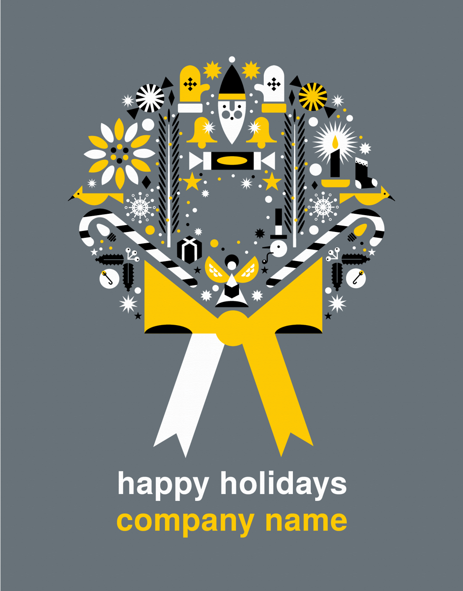 Custom Graphic Wreath Holiday Card