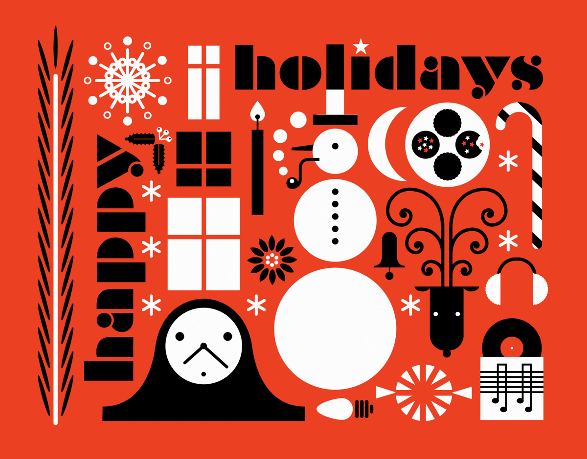 red and black modern happy holidays card